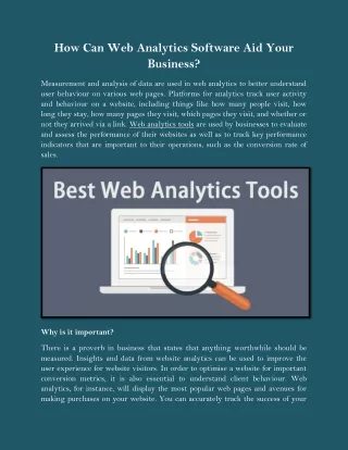 How Can Web Analytics Software Aid Your Business
