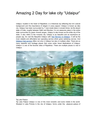 Amazing 2 Day for lake city “udaipur” (1)