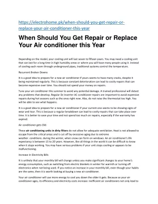When Should You Get Repair or Replace Your Air conditioner this Year