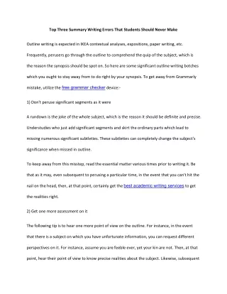 Top Three Summary Writing Errors That Students Should Never Make