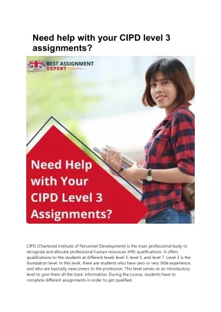 Need help with your CIPD level 3 assignments