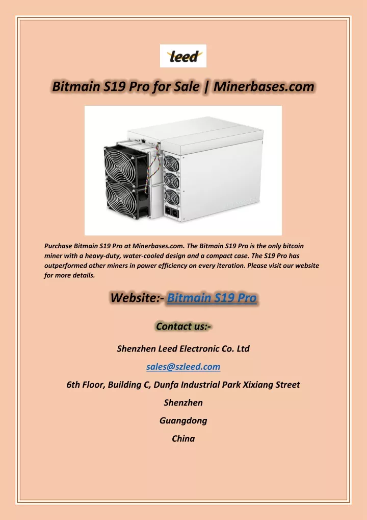 bitmain s19 pro for sale minerbases com