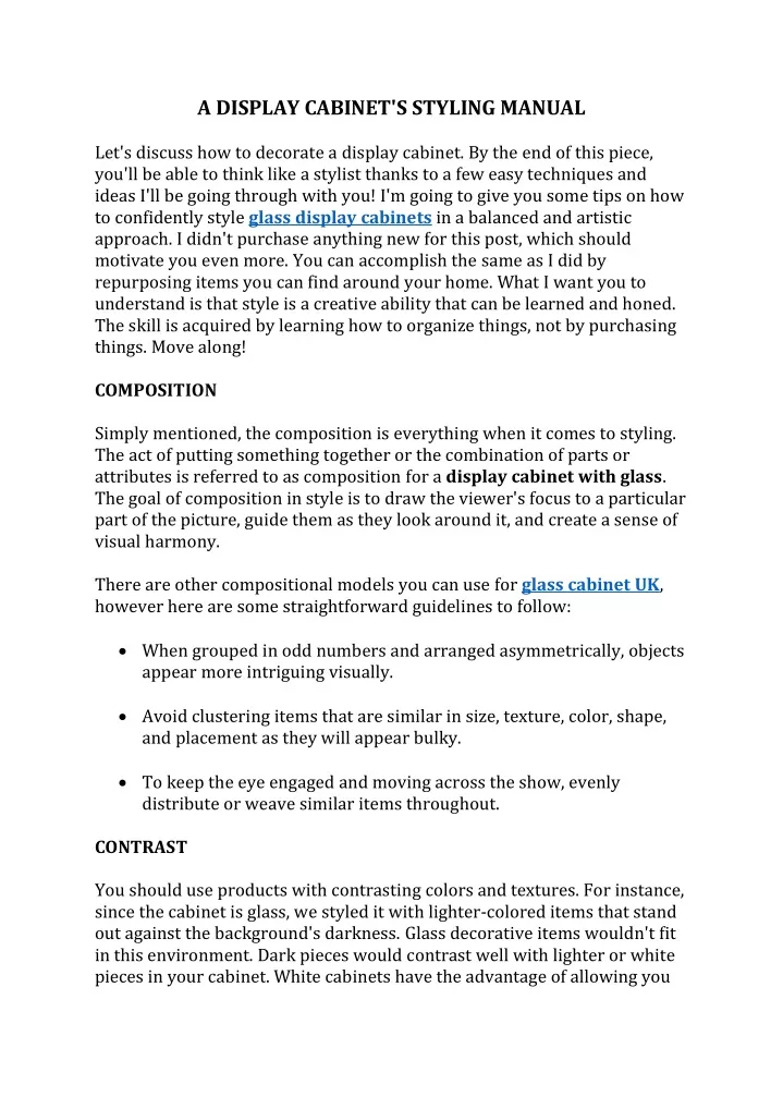 a display cabinet s styling manual
