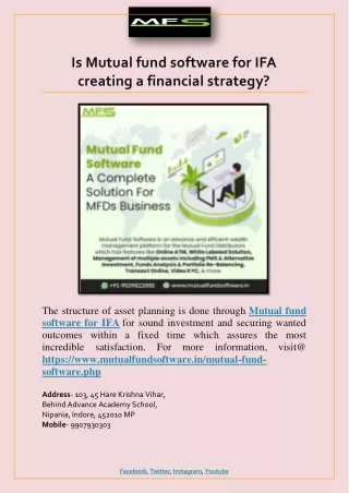 is mutual fund software for ifa creating