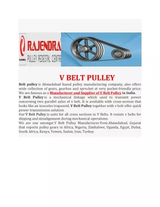 v belt pulley belt pulley is ahmedabad based