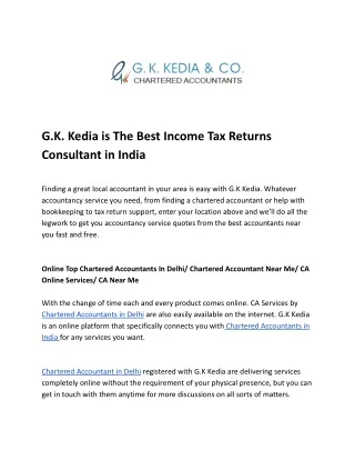 G.K. Kedia is The Best Income Tax Returns Consultant in India