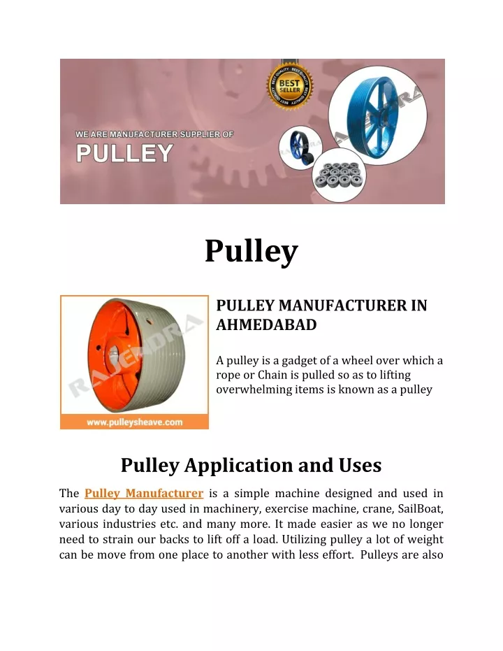 pulley pulley manufacturer in ahmedabad