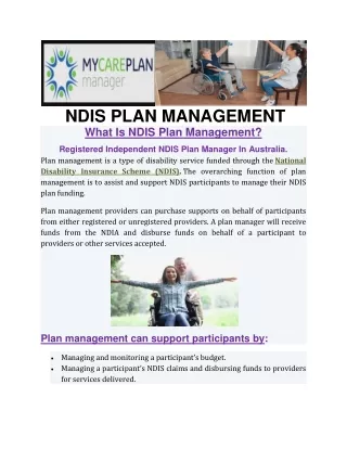 ndis plan management what is ndis plan management