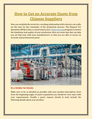 How to Get an Accurate Quote from Chinese Suppliers