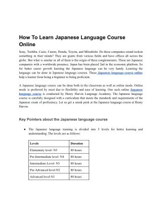 How to Learn japanese language course online