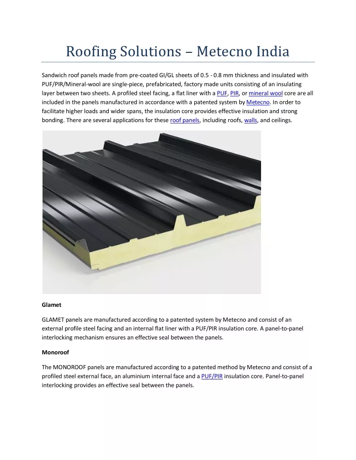 roofing solutions metecno india