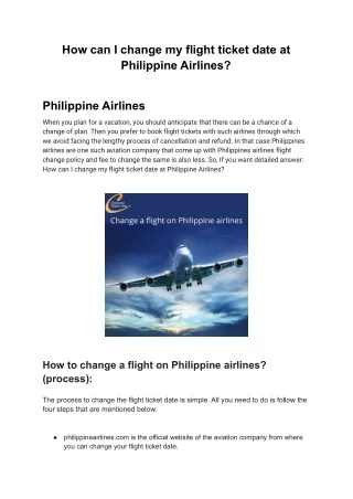 How can I change my flight ticket date at Philippine Airlines?
