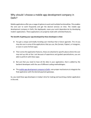 why should i choose a mobile app development