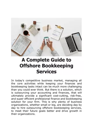 A Complete Guide to Offshore Bookkeeping Services