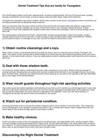 Dental Treatment Tips that are useful for Children