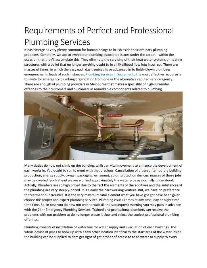 requirements of perfect and professional plumbing