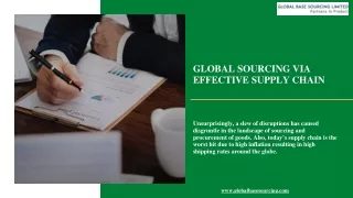 global sourcing via effective supply chain