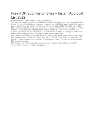 free pdf submission sites instant approval list