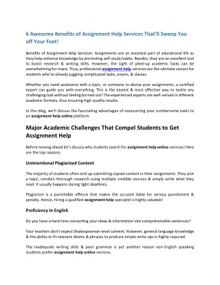 6 awesome benefits of assignment help services