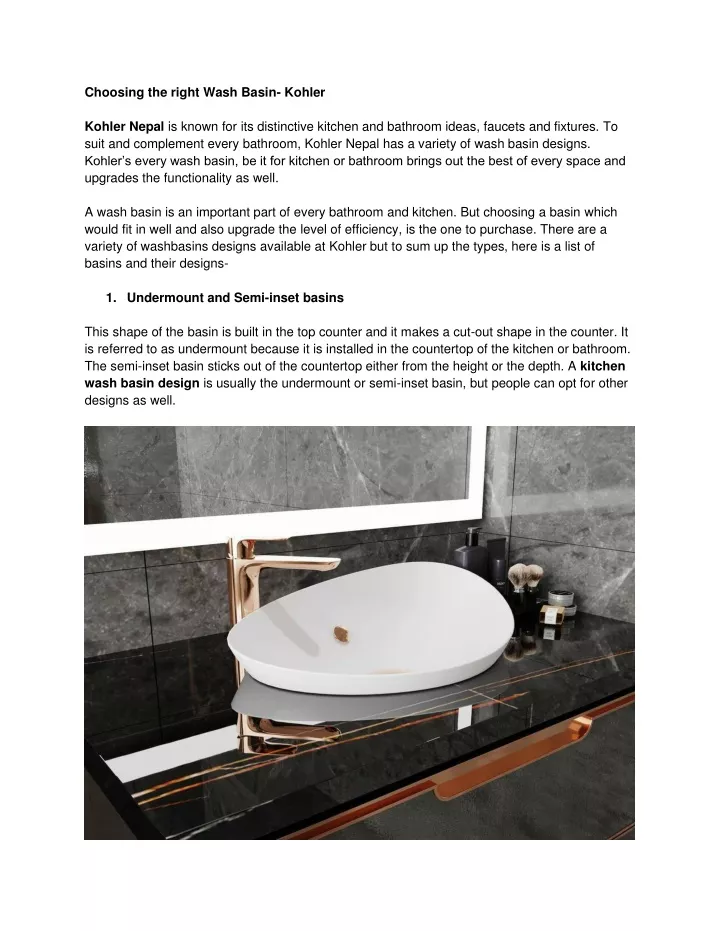 choosing the right wash basin kohler kohler nepal