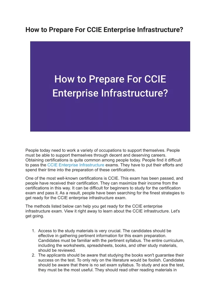 how to prepare for ccie enterprise infrastructure