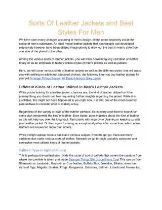 sorts of leather jackets and best styles for men