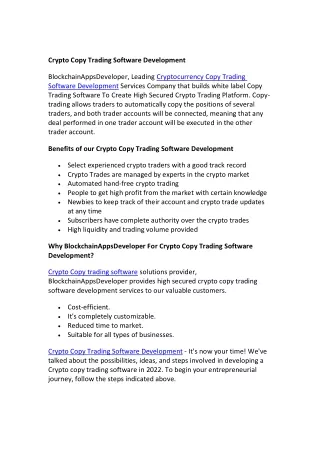 crypto copy trading software development
