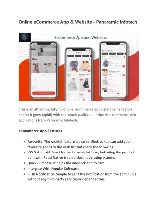 Online eCommerce App & Website - Panoramic Infotech