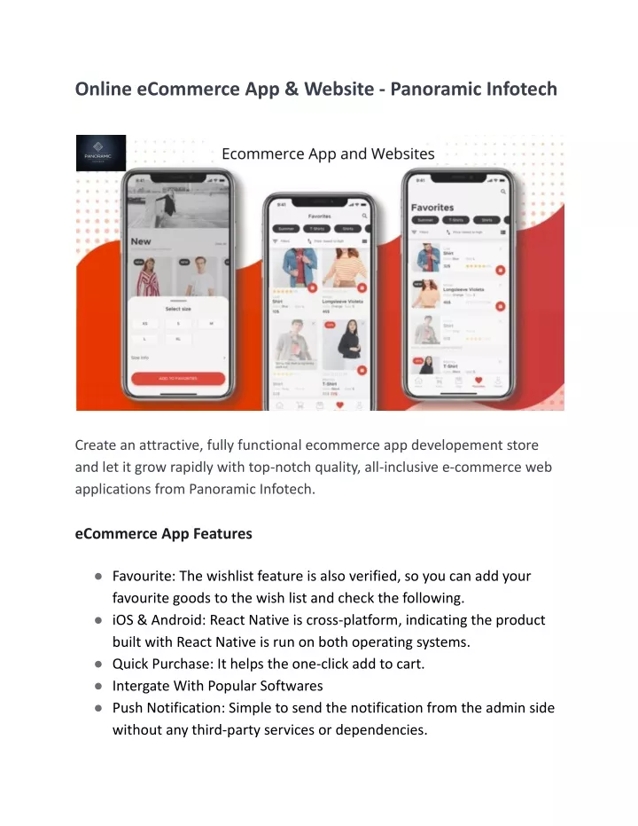 online ecommerce app website panoramic infotech