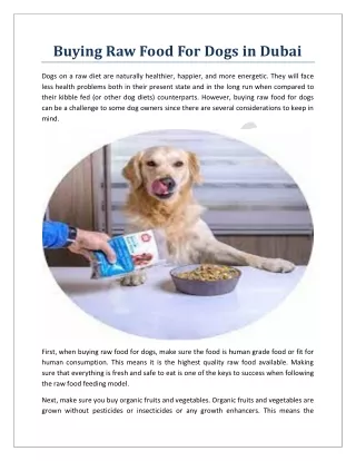 Buying Raw Food For Dogs in Dubai