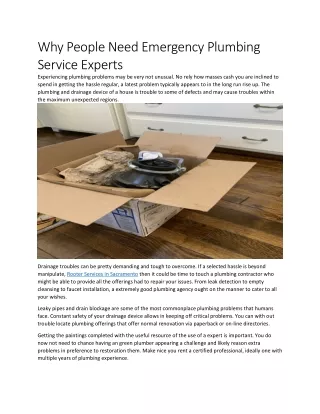 why people need emergency plumbing service