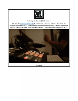 Audio Engineer Services | C-istudios.com