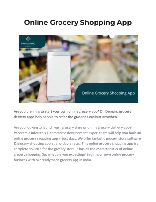Online Grocery Shopping Application - Panoramic Infotech