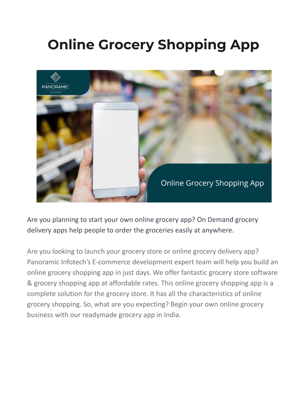PPT - Online Grocery Shopping Application - Panoramic Infotech ...