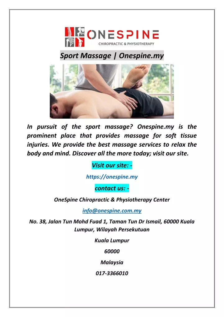 sport massage onespine my