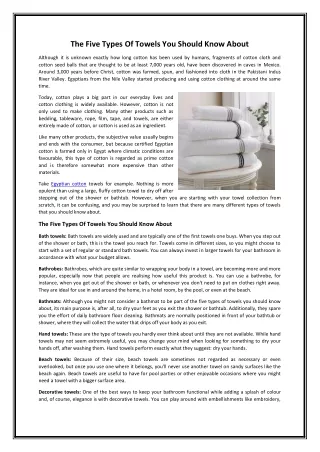 the five types of towels you should know about