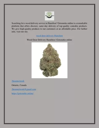 Weed Door Delivery Hamilton | Gotsmoke.online