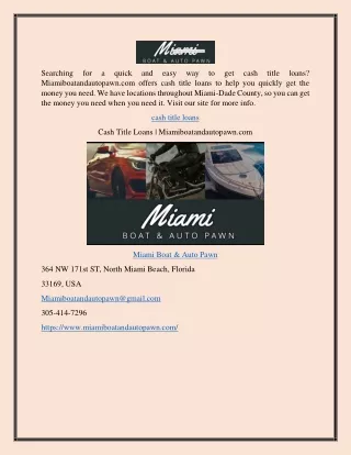 Cash Title Loans | Miamiboatandautopawn.com