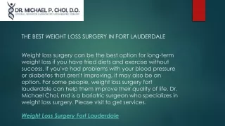 The Best Weight Loss Surgery in Fort Lauderdale  Drmichaelchoi.com