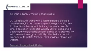 Bariatric Surgery Specialist in South Florida  Drmichaelchoi.com