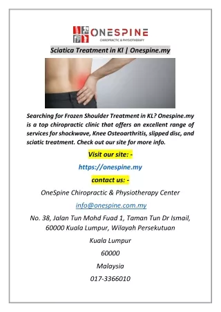 sciatica treatment in kl onespine my