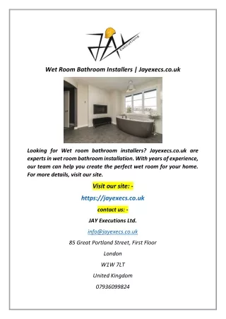 Wet Room Bathroom Installers  Jayexecscouk