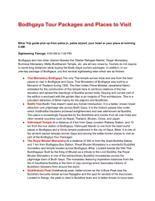 Bodhgaya Tour Packages - Places to visit in Bodhgaya