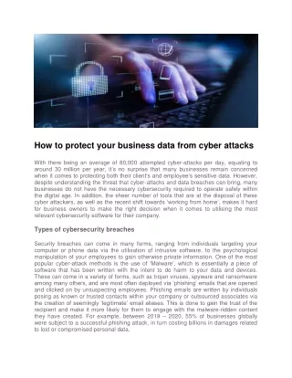 how to protect your business data from cyber
