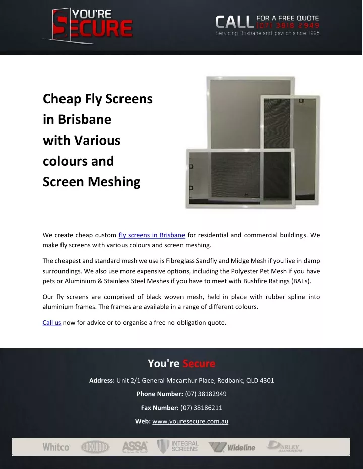 cheap fly screens in brisbane with various