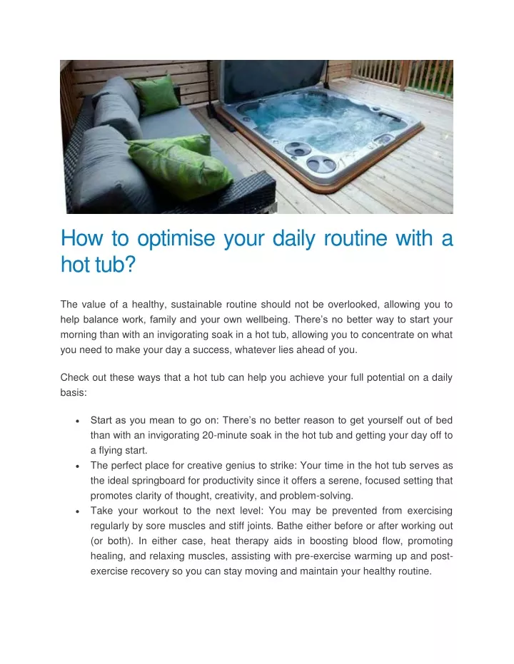 how to optimise your daily routine with a hot tub