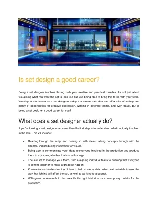 is set design a good career