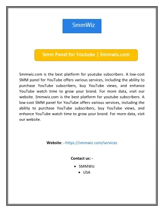 smm panel for youtube smmwiz com