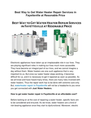 Best Way to Get Water Heater Repair Services in Fayetteville at Resonable Price