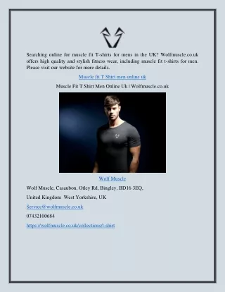 Muscle Fit T Shirt Men Online Uk | Wolfmuscle.co.uk